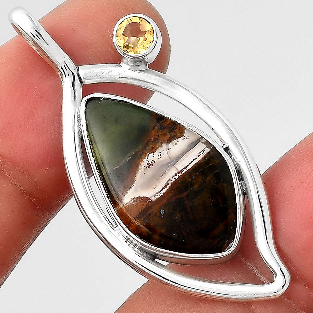 Turkish Rainforest Chrysocolla and Citrine Pendant P-1640 SDP155369 LuxuryLifeWay Online Store