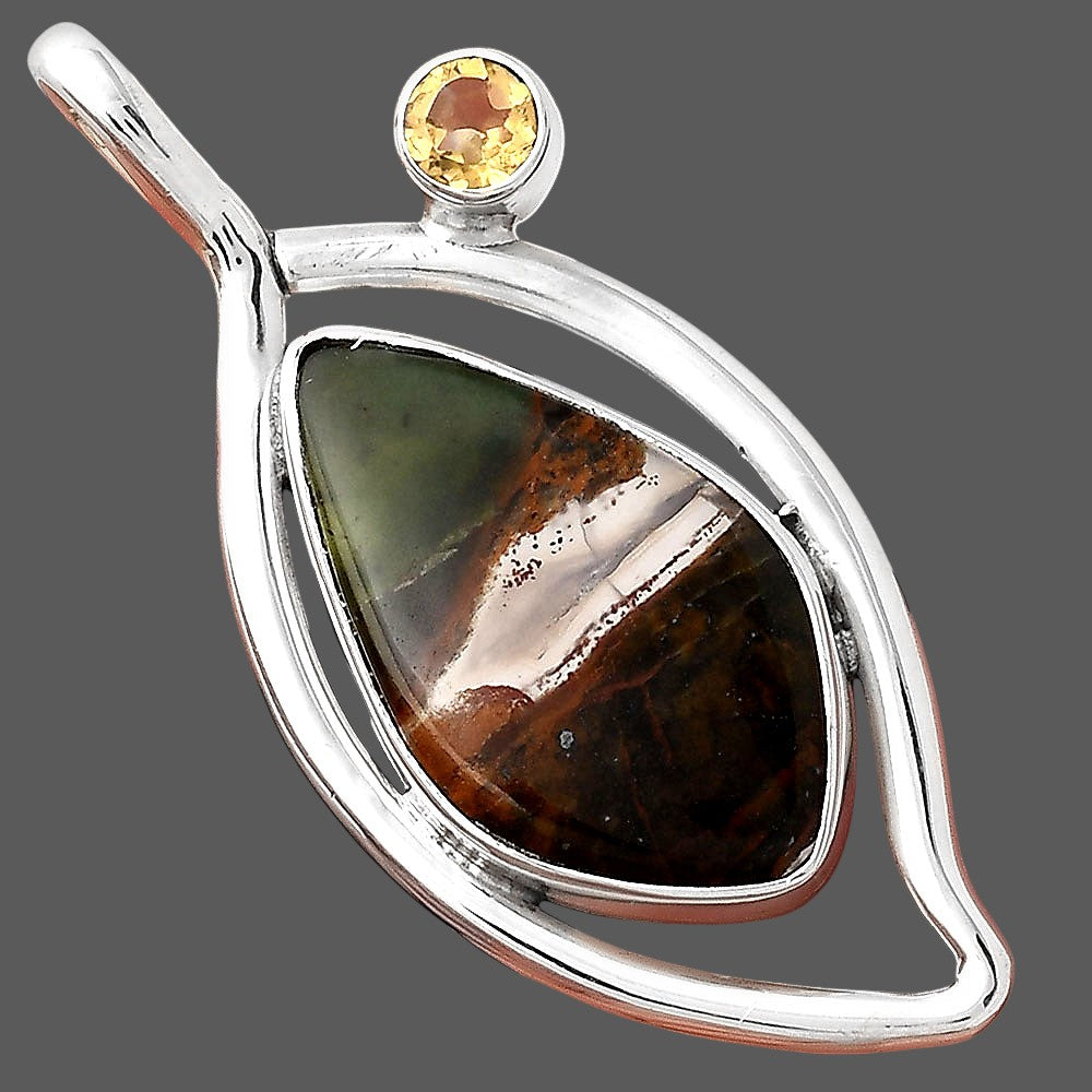 Turkish Rainforest Chrysocolla and Citrine Pendant P-1640 SDP155369 LuxuryLifeWay Online Store
