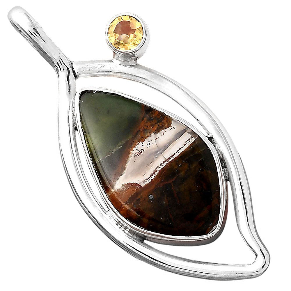 Turkish Rainforest Chrysocolla and Citrine Pendant P-1640 SDP155369 LuxuryLifeWay Online Store
