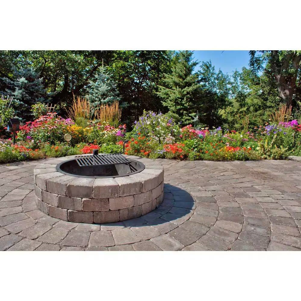 48-in Outdoor Round Concrete Block Stone Fire Pit Kit with Cooking Grill Grate LuxuryLifeWay Online Store