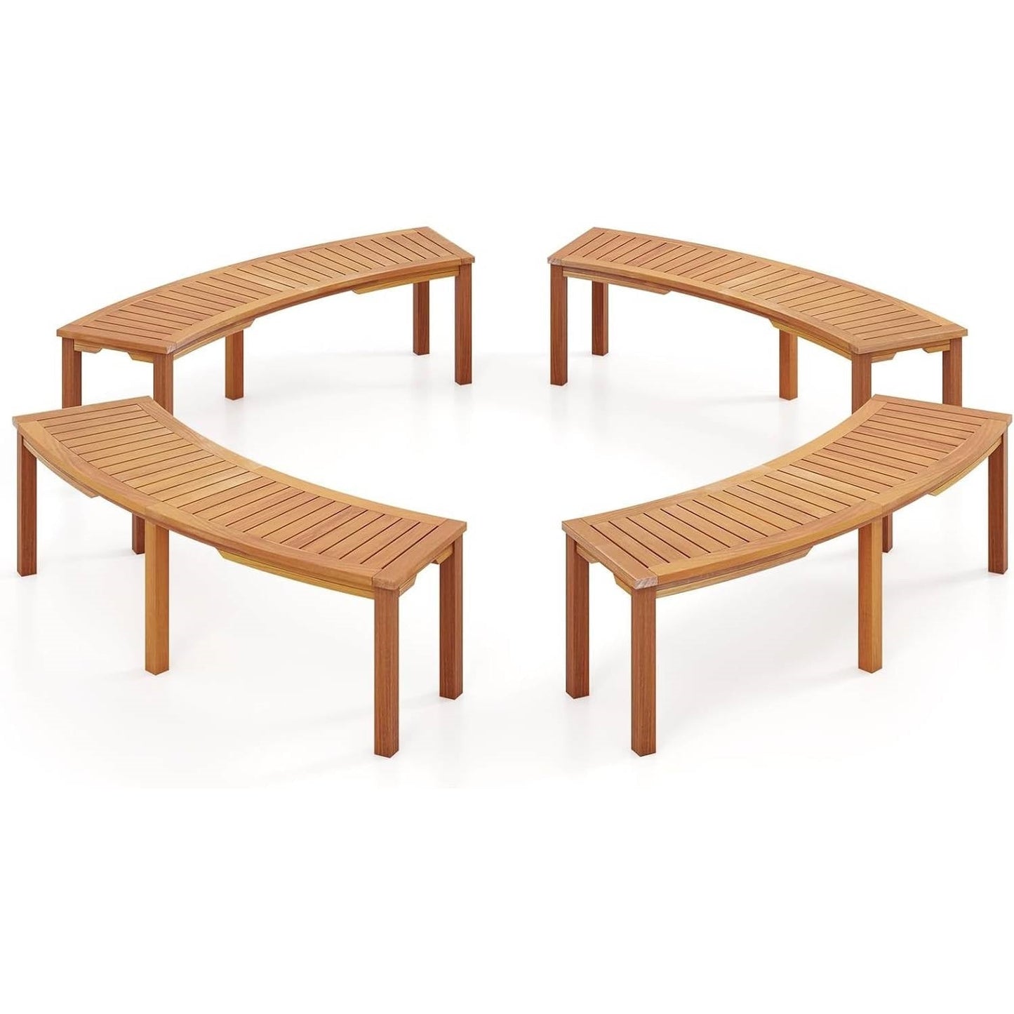 Set of 4 - Outdoor Curved Backless Garden Bench - Around Tree Table or Fire Pit LuxuryLifeWay Online Store