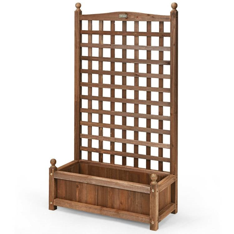Solid Wood Farmhouse Garden Planter Box with 48-inch High Trellis LuxuryLifeWay Online Store