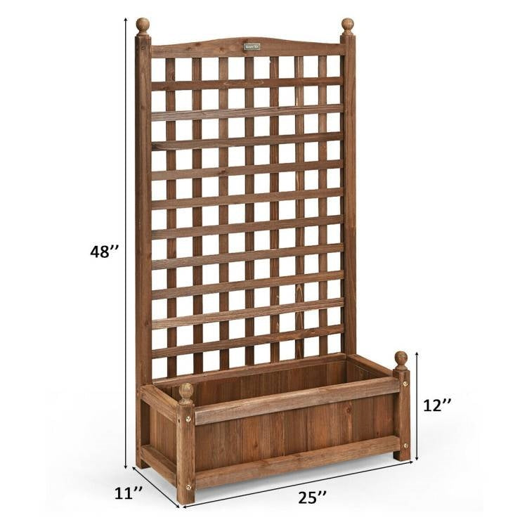 Solid Wood Farmhouse Garden Planter Box with 48-inch High Trellis LuxuryLifeWay Online Store