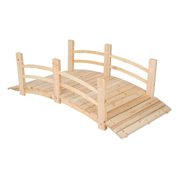 5-Ft Cedar Wood Garden Bridge with Railings in Natural Finish LuxuryLifeWay Online Store