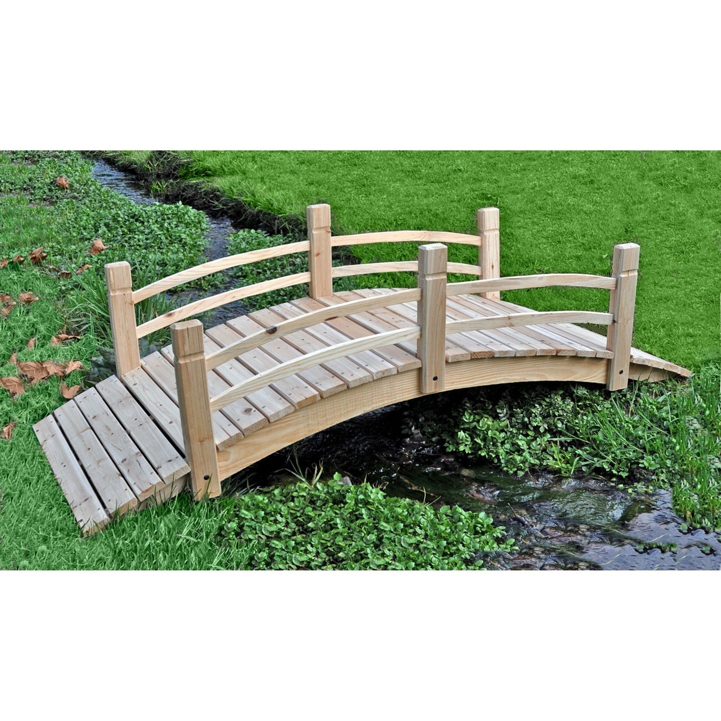 5-Ft Cedar Wood Garden Bridge with Railings in Natural Finish LuxuryLifeWay Online Store