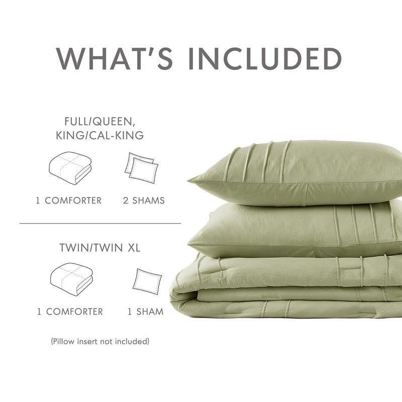 King size Microfiber Pleated Lightweight Soft Comforter Set in Sage Green LuxuryLifeWay Online Store