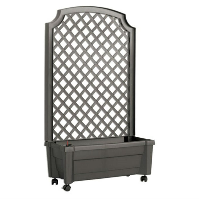 Indoor/Outdoor Grey Polypropylene Self Watering Planter with Trellis on Wheels LuxuryLifeWay Online Store