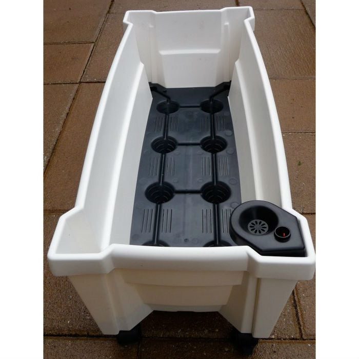 Indoor/Outdoor Grey Polypropylene Self Watering Planter with Trellis on Wheels LuxuryLifeWay Online Store