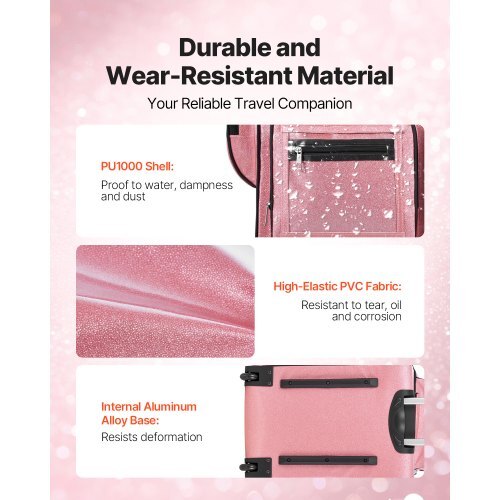 Dance Bag with Garment Rack, 23 Inch Rolling Dance Duffel, with Wheels, USB Port, Height Adjustable Clothes Rack, Privacy Protection Curtain, Ideal for Travel and Competitions, Sparkling Pink LuxuryLifeWay Online Store
