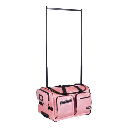 Dance Bag with Garment Rack, 23 Inch Rolling Dance Duffel, with Wheels, USB Port, Height Adjustable Clothes Rack, Privacy Protection Curtain, Ideal for Travel and Competitions, Sparkling Pink LuxuryLifeWay Online Store