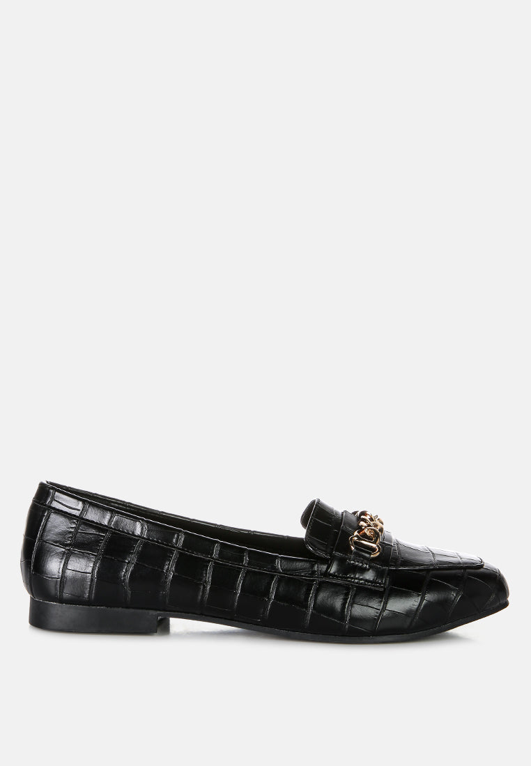 Bro Zone Croc Metail Chain Loafers LuxuryLifeWay Online Store