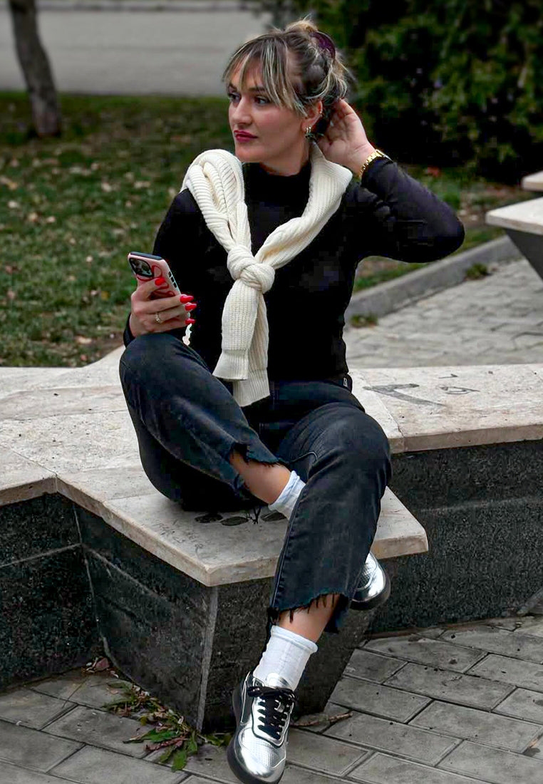 Kyniska Metallic Faux Leather Everyday Sneakers LuxuryLifeWay Online Store