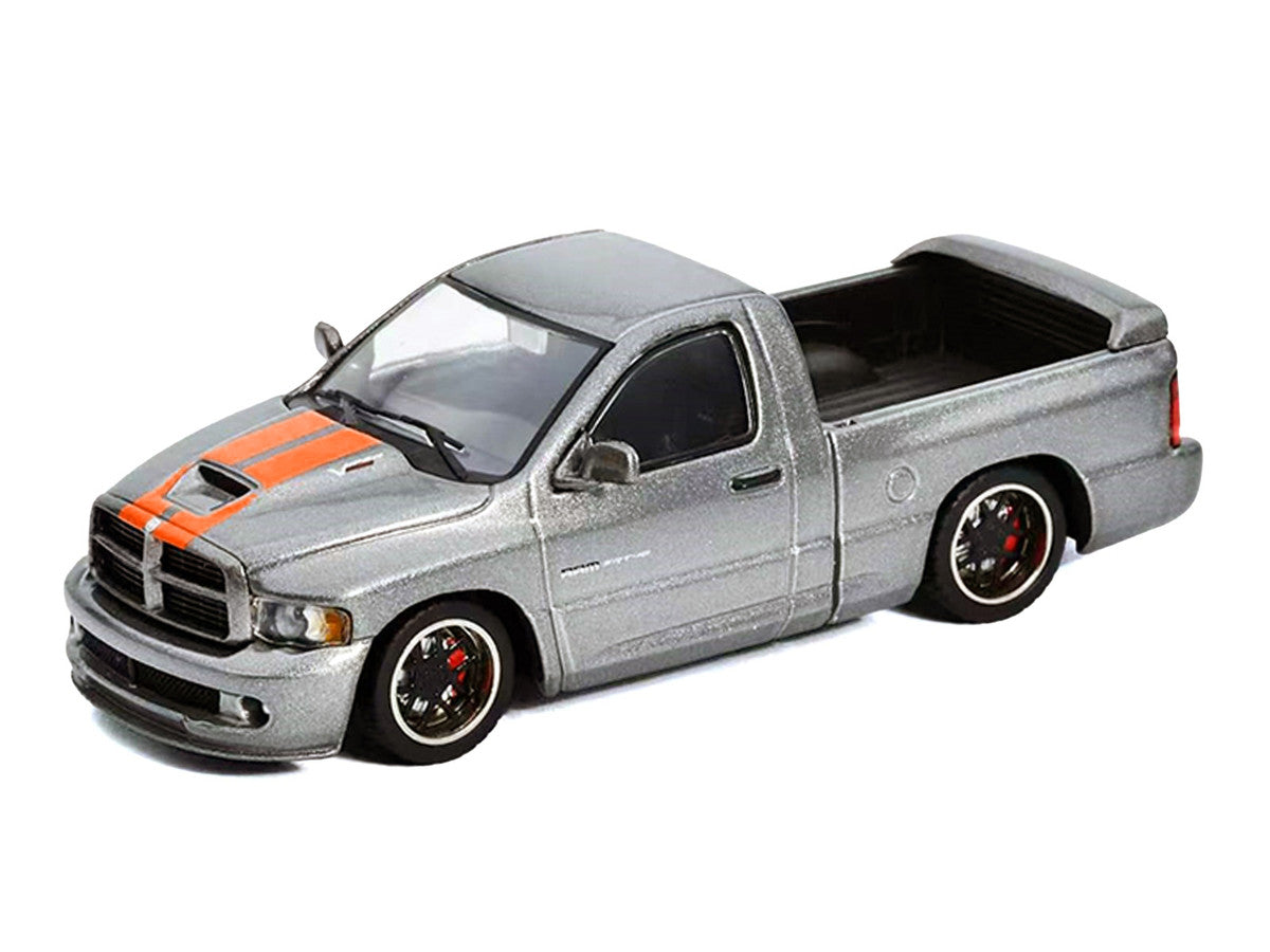 2003 Dodge Ram SRT-10 Pickup Truck Gray Metallic with Orange Stripes 1/64 Diecast Model Car by Shoom64 Models LuxuryLifeWay Online Store