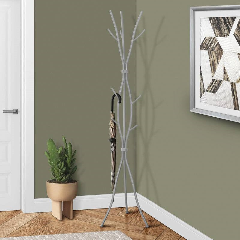 74-inch Freestanding Silver Metal Coat Rack Entryway Hall Tree Umbrella Stand LuxuryLifeWay Online Store