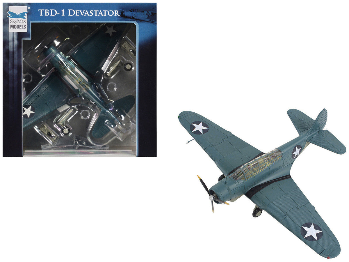 Douglas TBD-1 Devastator Bomber Aircraft "Battle of Midway Lt Cdr EE Lindsey VT-6 USS Enterprise" (1942) United States Navy "SkyMax Models" Series 1/72 Diecast Model by Hobby Master LuxuryLifeWay Online Store