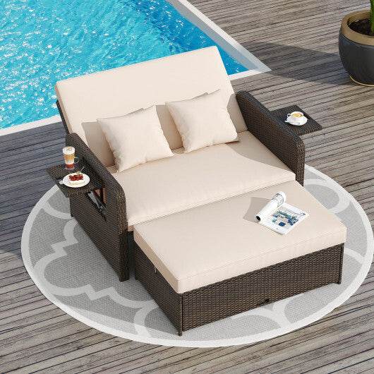 ?SMS Only?Premium Adjustable Outdoor Patio Daybed Set with Cushions and Storage Ottoman LuxuryLifeWay Online Store
