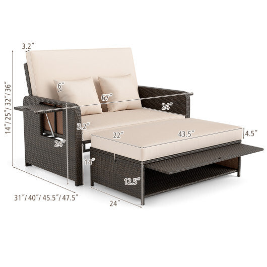 ?SMS Only?Premium Adjustable Outdoor Patio Daybed Set with Cushions and Storage Ottoman LuxuryLifeWay Online Store