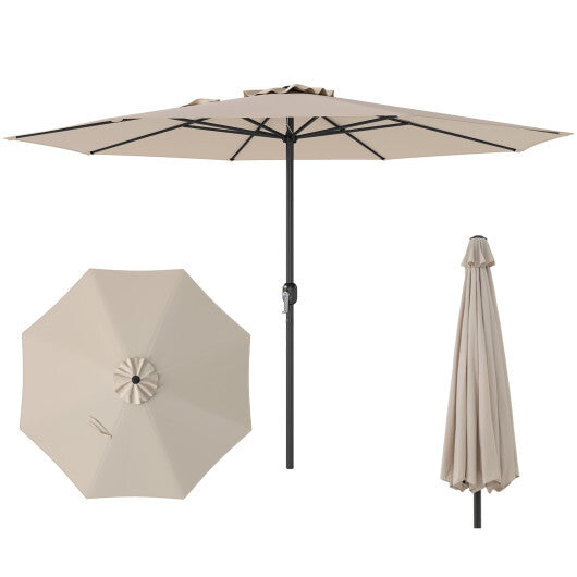 ?SMS ONLY?12 Feet Large Patio Umbrella with Crank Handle and 8 Sturdy Ribs Beige LuxuryLifeWay Online Store
