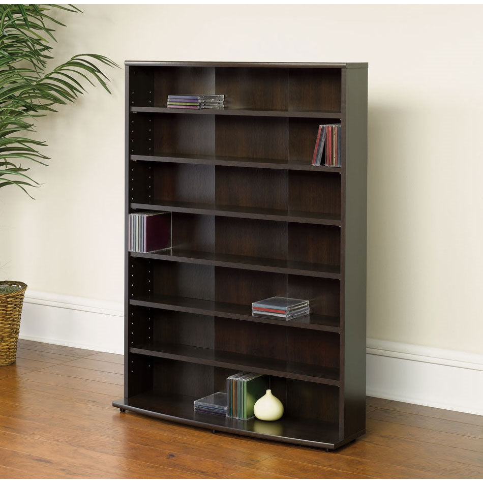 Contemporary 6-Shelf Bookcase Multimedia Storage Rack Tower in Brown Finish LuxuryLifeWay Online Store