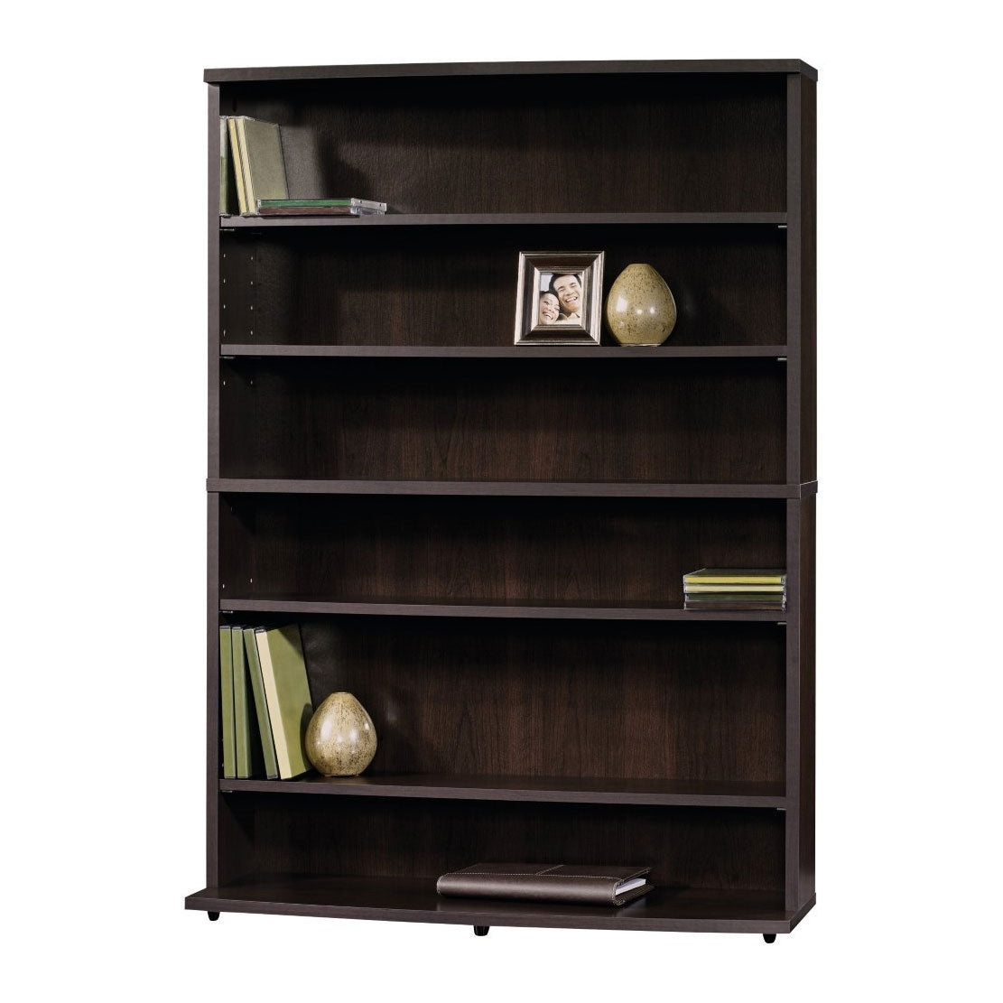 Contemporary 6-Shelf Bookcase Multimedia Storage Rack Tower in Brown Finish LuxuryLifeWay Online Store