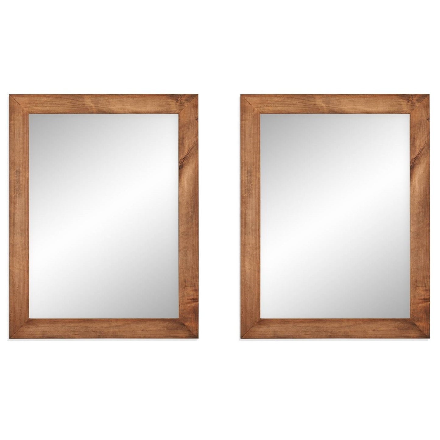 Set of 2 Modern Farmhouse Mirror Set Distressed Brown Wood Frame 31 x 24 inch LuxuryLifeWay Online Store