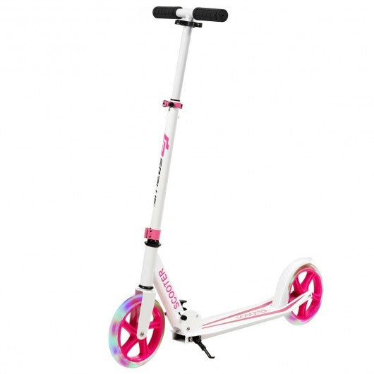 Portable Folding Sports Kick Scooter with LED Wheels-Pink LuxuryLifeWay Online Store