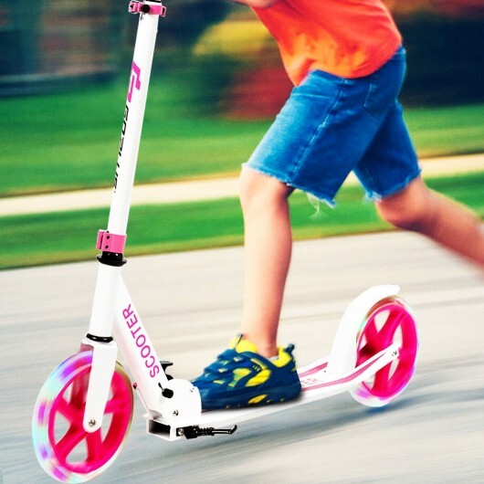 Portable Folding Sports Kick Scooter with LED Wheels-Pink LuxuryLifeWay Online Store