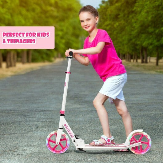 Portable Folding Sports Kick Scooter with LED Wheels-Pink LuxuryLifeWay Online Store