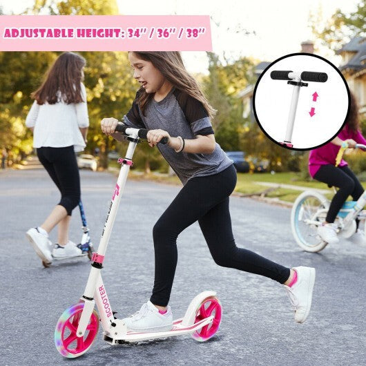 Portable Folding Sports Kick Scooter with LED Wheels-Pink LuxuryLifeWay Online Store