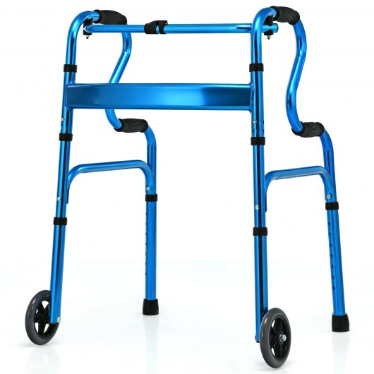 Aluminum Heavy-Duty Folding Wheeled Stand-Assist Walker-Blue - Color: Blue LuxuryLifeWay Online Store
