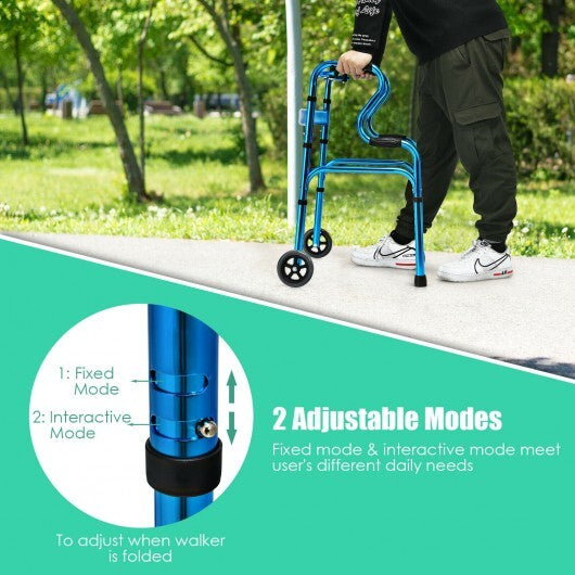 Aluminum Heavy-Duty Folding Wheeled Stand-Assist Walker-Blue - Color: Blue LuxuryLifeWay Online Store