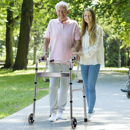 Aluminum Heavy-Duty Folding Wheeled Stand-Assist Walker-Gray - Color: Gray LuxuryLifeWay Online Store