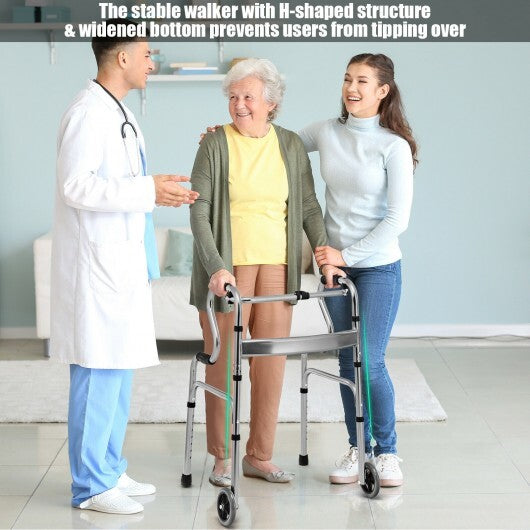 Aluminum Heavy-Duty Folding Wheeled Stand-Assist Walker-Gray - Color: Gray LuxuryLifeWay Online Store