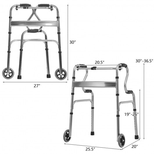 Aluminum Heavy-Duty Folding Wheeled Stand-Assist Walker-Gray - Color: Gray LuxuryLifeWay Online Store