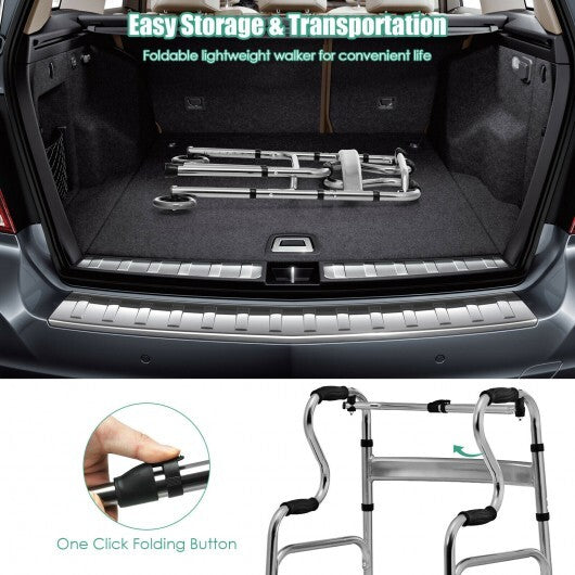 Aluminum Heavy-Duty Folding Wheeled Stand-Assist Walker-Gray - Color: Gray LuxuryLifeWay Online Store