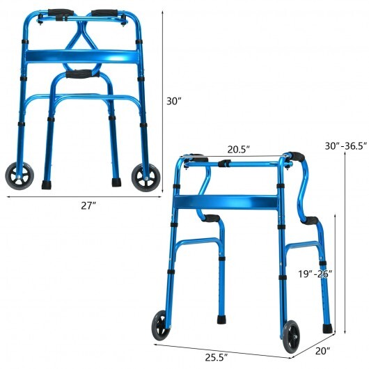 Aluminum Heavy-Duty Folding Wheeled Stand-Assist Walker-Blue LuxuryLifeWay Online Store