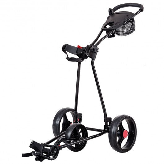 3 Wheel Durable Foldable Steel Golf Cart with Mesh Bag LuxuryLifeWay Online Store