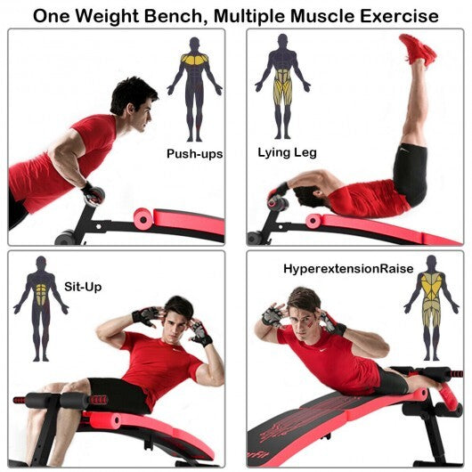 Abdominal Twister Trainer with Adjustable Height Exercise Bench-Red LuxuryLifeWay Online Store