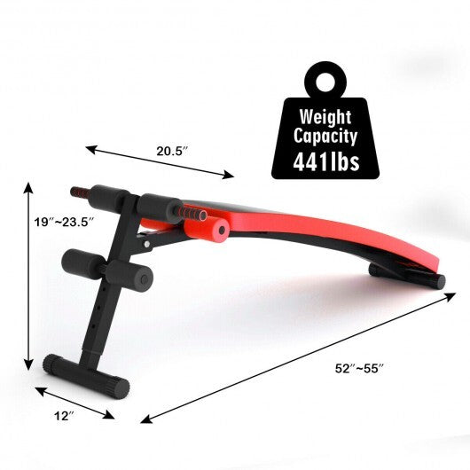 Folding Weight Bench Adjustable Sit-up Board Workout Slant Bench-Red LuxuryLifeWay Online Store