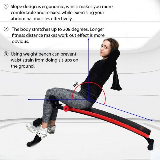 Folding Weight Bench Adjustable Sit-up Board Workout Slant Bench-Red LuxuryLifeWay Online Store