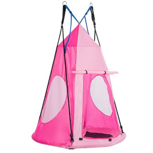 2-in-1 40 Inch Kids Hanging Chair Detachable Swing Tent Set-Pink - Color: Pink LuxuryLifeWay Online Store