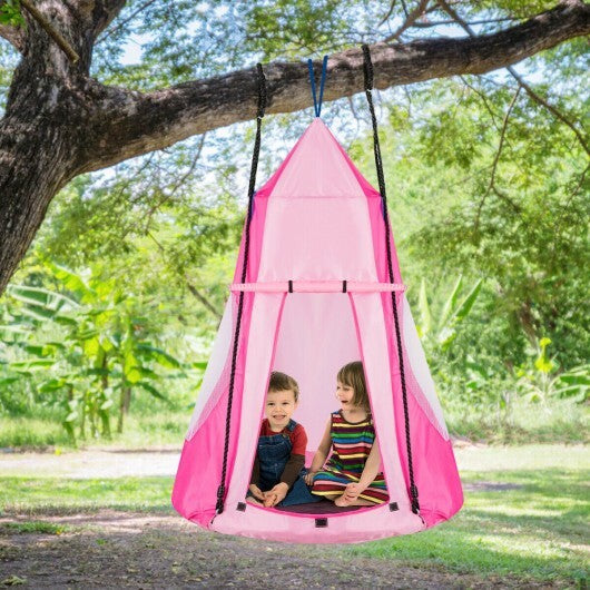 2-in-1 40 Inch Kids Hanging Chair Detachable Swing Tent Set-Pink - Color: Pink LuxuryLifeWay Online Store