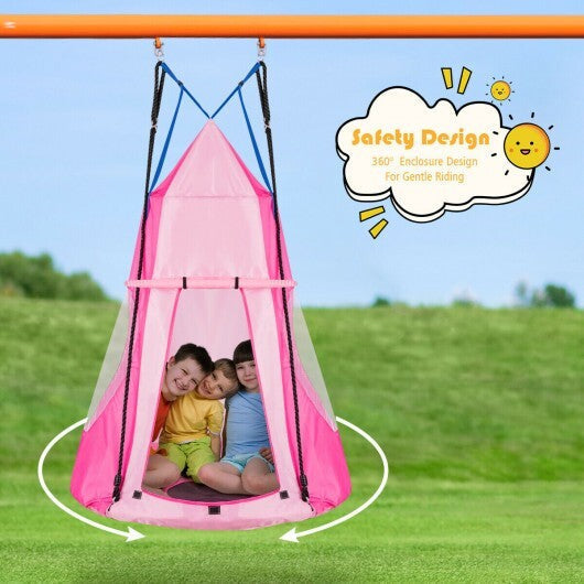 2-in-1 40 Inch Kids Hanging Chair Detachable Swing Tent Set-Pink - Color: Pink LuxuryLifeWay Online Store