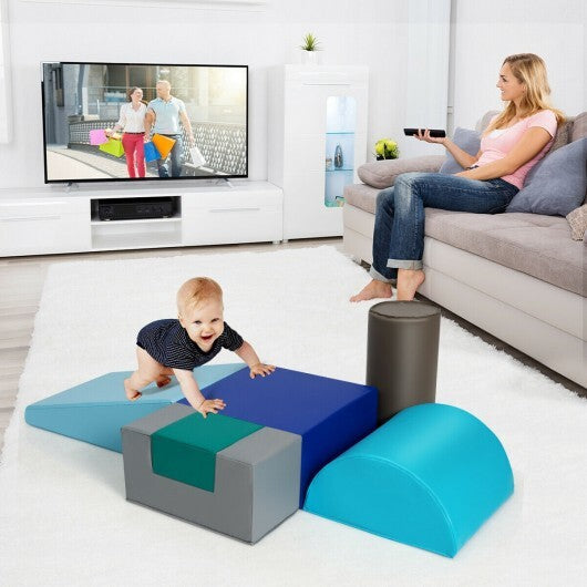 6 Piece Climb Crawl Play Set Indoor Kids Toddler-Light Blue - Color: Light Blue LuxuryLifeWay Online Store