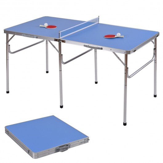 60 Inch Portable Tennis Ping Pong Folding Table with Accessories-Blue LuxuryLifeWay Online Store
