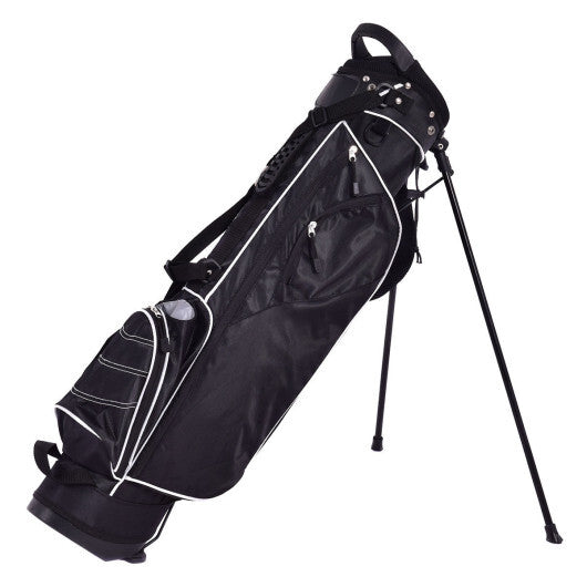 Golf Stand Cart Bag with 4 Way Divider Carry Organizer Pockets-Black