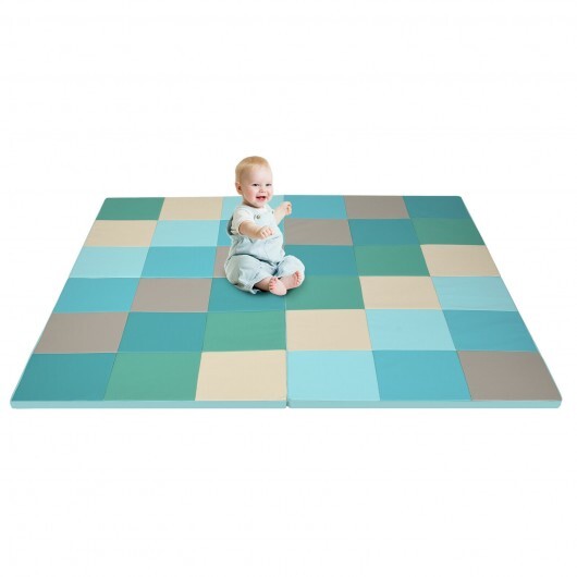58 Inch Toddler Foam Play Mat Baby Folding Activity Floor Mat-Light Blue - Color: Light Blue LuxuryLifeWay Online Store