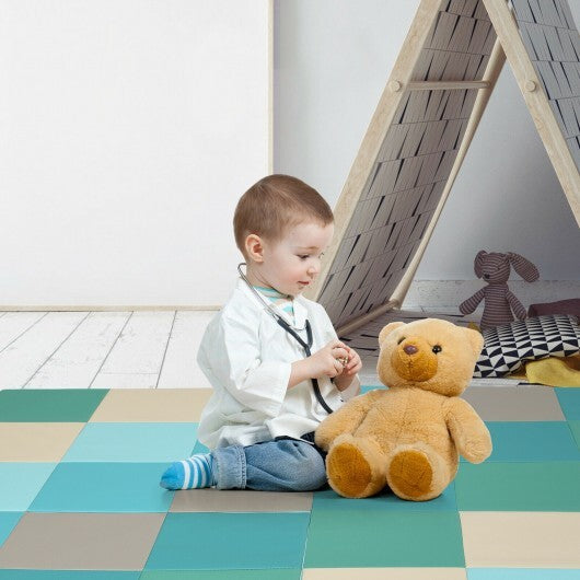 58 Inch Toddler Foam Play Mat Baby Folding Activity Floor Mat-Light Blue - Color: Light Blue LuxuryLifeWay Online Store