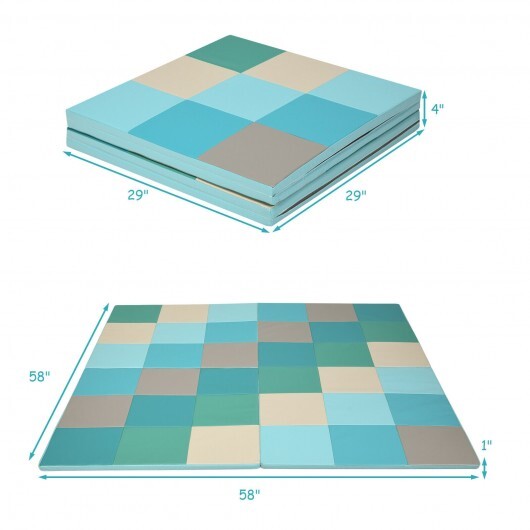 58 Inch Toddler Foam Play Mat Baby Folding Activity Floor Mat-Light Blue - Color: Light Blue LuxuryLifeWay Online Store