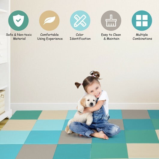 58 Inch Toddler Foam Play Mat Baby Folding Activity Floor Mat-Light Blue - Color: Light Blue LuxuryLifeWay Online Store